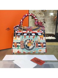 Customized Hand Painted Hermes Kelly 32cm Togo Calfskin Bag Handstitched Gold or Palladium Hardware, Man Multicolor RS17044