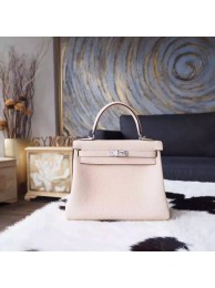 Fake Cheap Hermes Kelly 25cm Taurillion Clemence Calfskin Bag Handstitched Palladium Hardware, Argile 1F RS19354