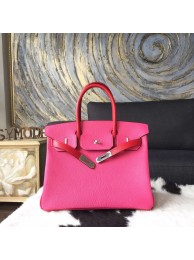 Fake Hermes Horseshoe Birkin 30cm Chevre Myzore Goatskin Bag Handstitched Palladium Hardware, Rose Shocking 5R/Rouge Casaque Q5 RS17843