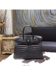 Hermes 30cm Matte Alligator Crocodile Birkin So Black Hardware Handstitched, So Black RS15467