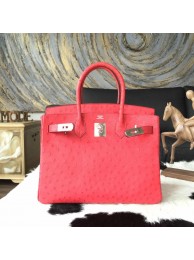 Hermes Autruche Ostrich Birkin 30cm Bag Handstitched Palladium Hardware, Bougainvillier A5 RS19758