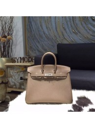 Hermes Birkin 25cm Epsom Calfskin Bag Handstitched Palladium Hardware, Etoupe CK18 RS10167