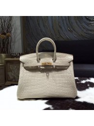 Hermes Birkin 25cm Matte Alligator Crocodile Gold Hardware Handstitched, Beton 8L RS05388