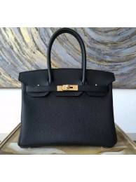 Hermes Birkin 25cm Togo Calfskin Bag Handstitched Gold Hardware, Black Noir RS02789
