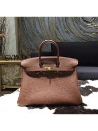 Hermes Birkin 25cm Togo Calfskin Bag Handstitched Gold Hardware, Chocolat CK47 RS08492