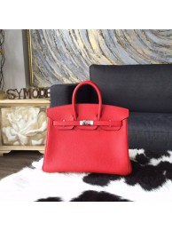 Hermes Birkin 25cm Togo Calfskin Bag Handstitched Palladium Hardware, Rouge Pivoine 2R RS19141