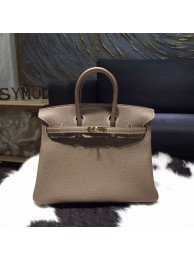 Hermes Birkin 25cm Veau Crispe Togo Calfskin Bag Hand Stitched Gold Hardware, Etoupe CK18 RS16338