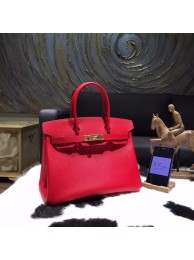 Hermes Birkin 30cm Epsom Calfskin Bag Handstitched Gold Hardware, Rouge Casaque Q5 RS00097