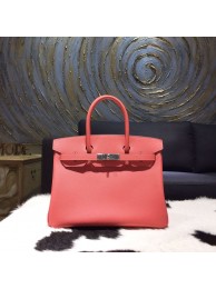Hermes Birkin 30cm Epsom Calfskin Bag Handstitched Palladium Hardware, Flamingo I5 RS09991
