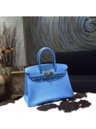 Hermes Birkin 30cm Epsom Calfskin Original Leather Bag Handstitched Gold Hardware, Blue Paradise 2T RS09826