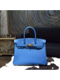 Hermes Birkin 30cm Taurillon Clemence Bag Handstitched, Mykonos 7Q RS04454