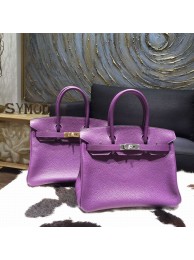 Hermes Birkin 30cm Taurillon Clemence Original Leather Bag Handstitched, Ultraviolet 5L RS16080