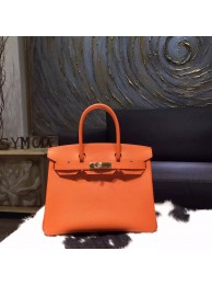 Hermes Birkin 30cm Togo Calfskin Bag Handstitched Gold Hardware, Orange CK93 RS02240