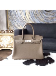 Hermes Birkin 30cm Togo Calfskin Bag Original Leather Handstitched Palladium Hardware, Etoupe CK18 RS18622