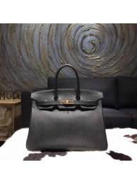 Hermes Birkin 35cm Epsom Calfskin Leather Bag Gold Hardware Handstitched, Noir CK89 RS11368