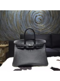 Hermes Birkin 35cm Epsom Calfskin Original Leather Bag Handstitched, Noir Black RS05050