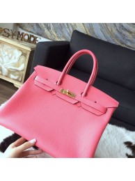 Hermes Birkin 35cm Togo Calfskin Original Leather Bag Handstitched Gold Hardware, Rose Lipstick U5 RS12687