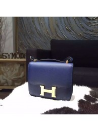 Hermes Constance 18cm Epsom Calfskin Original Leather Handstitched Gold Hardware, Blue Saphir 7K RS03010