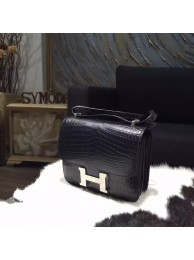 Hermes Constance 18cm Matte Alligator Crocodile Original Leather Fully Handstiched Palladium Hardware, Noir RS11198