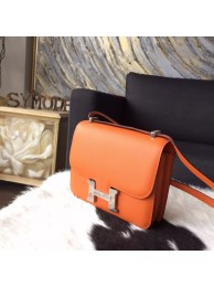 Hermes Constance 19cm Epsom Calfskin Original Leather Handstitched Palladium Hardware, Orange CK93 RS03422