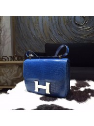 Hermes Constance 23cm Matte Alligator Crocodile Original Leather Handstitched Palladium Hardware, Mykonos 7Q RS05331