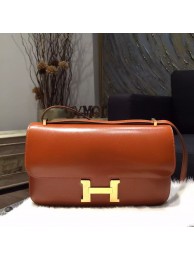Hermes Constance Elan 26cm Box Calfskin Leather Bag Handstitched Gold Hardware, Fauve CK34 RS00920