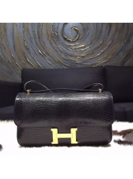 Hermes Constance Elan 30cm Lizard Skin Original Leather Handstitched Gold Hardware, Noir Black RS18308