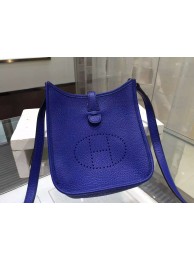 Hermes Evelyne Mini TPM Taurillon Clemence Palladium Hardware Handstitched High Quality, Blue Electric 7T RS07241