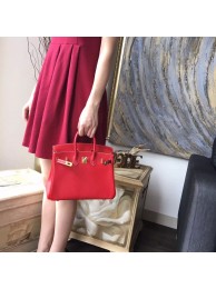 Hermes Horseshoe Birkin 25cm Epsom Calfskin Original Leather Bag Handstitched Gold Hardware, Rouge Casaque Q5/Blue Thalassa 7A Interior RS19257