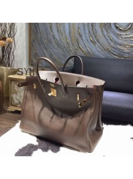 Hermes Horseshoe Birkin 40cm Veau Crispe Togo Calfskin Bag Hand Stitched, Chocolat CK47/Rose Tyrien E5 RS12670