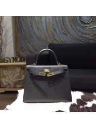 Hermes Kelly 25cm Epsom Calfskin Bag Handstitched Gold Hardware, Noir Black RS16517