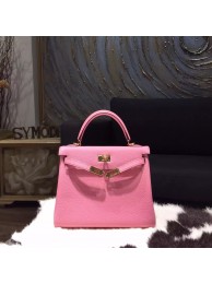 Hermes Kelly 25cm Togo Calfskin Bag Handstitched Gold Hardware, Pink 5P RS17979