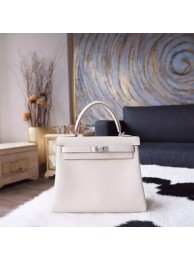 Hermes Kelly 25cm Togo Calfskin Bag Handstitched Palladium Hardware, Craie CC10 RS17547