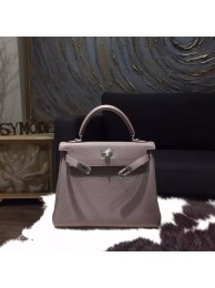 Hermes Kelly 25cm Togo Calfskin Bag Handstitched Palladium Hardware, Etain 8F RS03968