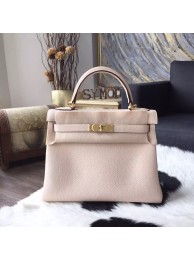 Hermes Kelly 28cm/32cm Togo Calfskin Original Leather Bag Handstitched Gold Hardware, Craie CC10 RS05826