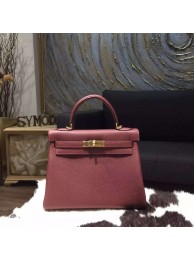 Hermes Kelly 28cm/32cm Togo Calfskin Original Leather Bag Handstitched, Rouge H CK55 RS00045