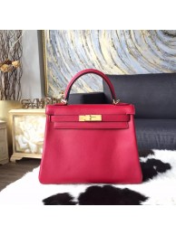 Hermes Kelly 28cm Swift Calfskin Bag Gold Hardware Handstitched, Ruby B5 RS12710