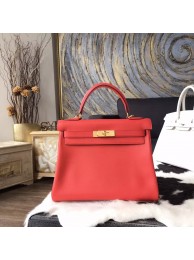 Hermes Kelly 28cm Swift Calfskin Bag Handstitched Gold Hardware, Rose Jaipur T5 RS10917