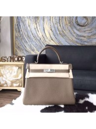 Hermes Kelly 28cm Togo Calfskin Bag Hand Stitched Palladium Hardware, Etoupe CK18 RS05496