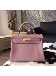 Hermes Kelly 28cm Togo Calfskin Bag Handstitched Gold Hardware, Glycine 4W RS14045