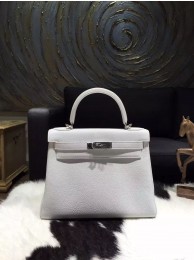 Hermes Kelly 28cm Togo Calfskin Bag Handstitched Palladium Hardware, Blanc/White RS20389
