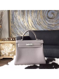Hermes Kelly 28cm Togo Calfskin Bag Handstitched Palladium Hardware, Gris Tourterelle CK81 RS06155