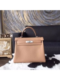 Hermes Kelly 28cm Togo Calfskin Bag Handstitched Palladium Hardware, Tabac Camel CK24 RS06912