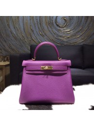 Hermes Kelly 28cm Togo Calfskin Original Leather Bag Handstitched Gold Hardware, Anemone P9 RS18263