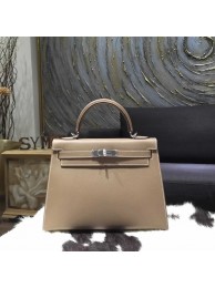 Hermes Kelly 32cm Sellier Rigide Bag Epsom Calfskin Handstitched Palladium Hardware Handstitched, Etoupe CK18 RS05644