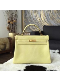 Hermes Kelly 32cm Togo Calfskin Bag Handstitched Gold Hardware, Jaune Poussin 1Z RS03199
