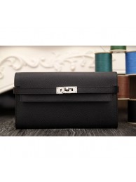 Hermes Kelly Longue Wallet In Black Epsom Leather RS09413