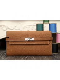 Hermes Kelly Longue Wallet In Brown Clemence Leather RS13981