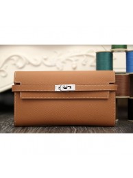 Hermes Kelly Longue Wallet In Brown Epsom Leather RS07014