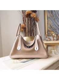 Hermes Lindy 26/30cm Taurillon Clemence Calfskin Bag Handstitched, Gris Touretelle CK81 RS13782